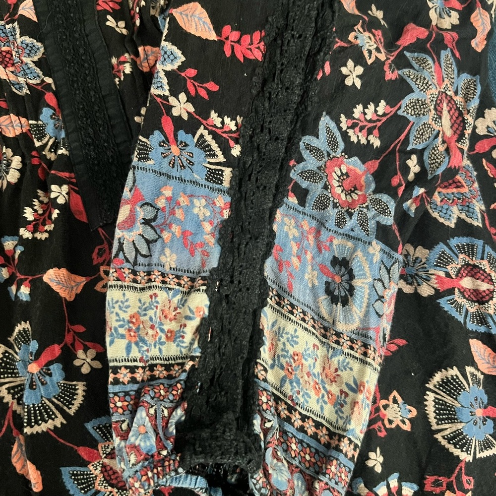 VINTAGE AMERICA Tunic 1X Black Floral Long Sleeve - Picture 6 of 6